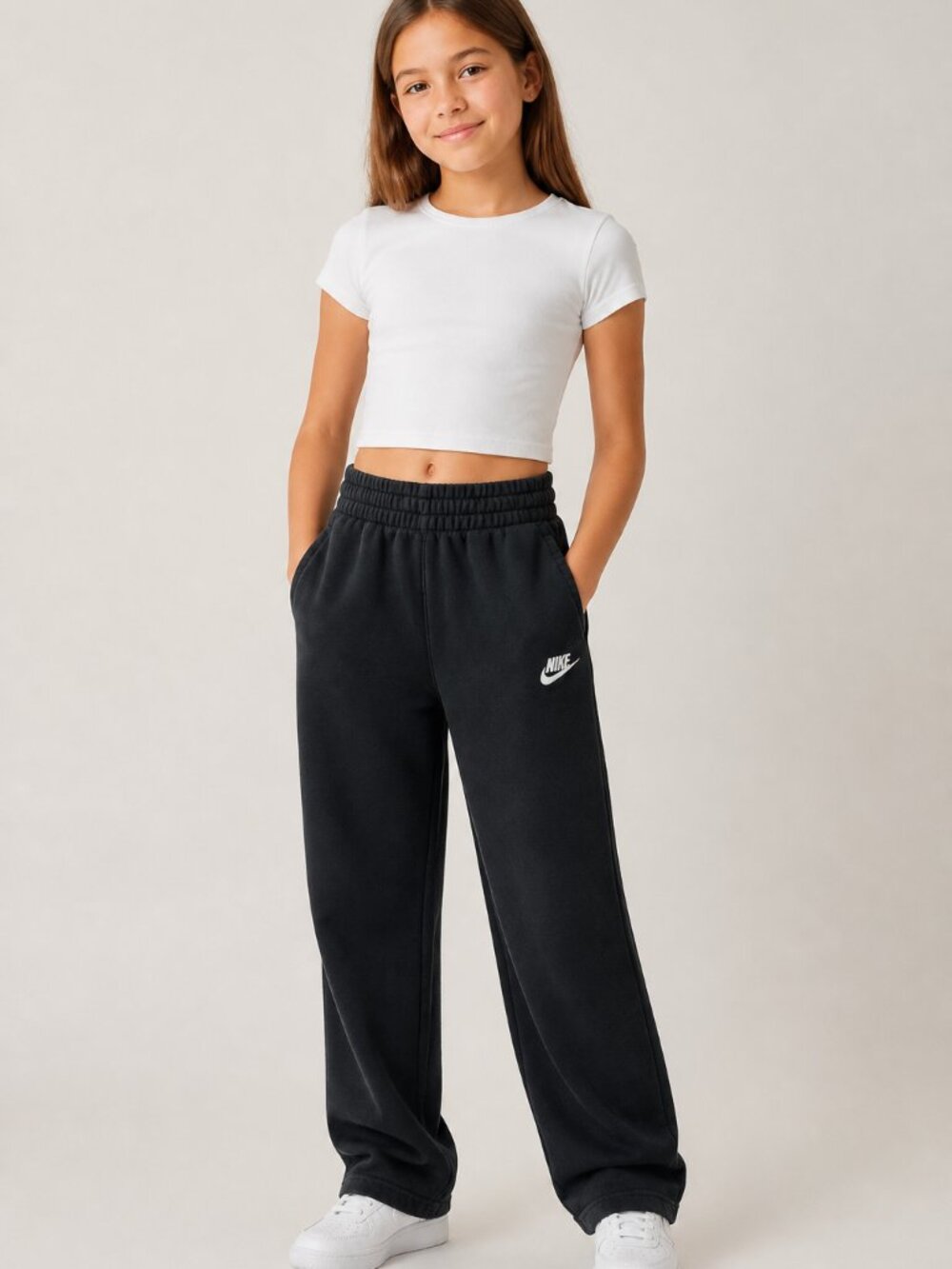 Nike Sportswear Club Fleece Girls’ Wide-Leg Pants Black Size M